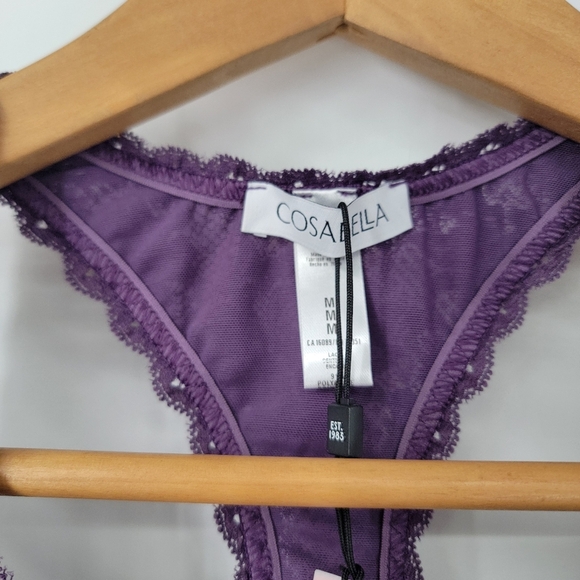 Cosabella Never Say Never Racerback Bralette Size Medium Zaadi Purple Lace - Picture 5 of 12